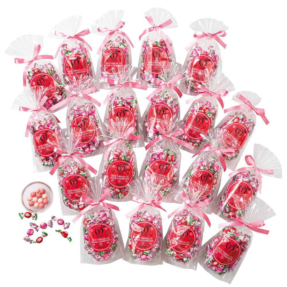 新宿高野 シェアあまおう＆とちおとめチョコレートSP20入（ピーチ柄ラッピング袋付）