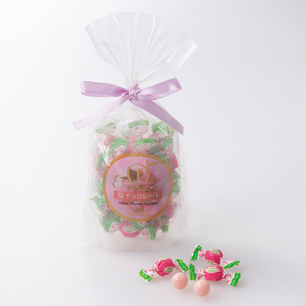 新宿高野 桜チョコレートSPリボン（ピーチ柄ラッピング袋付）